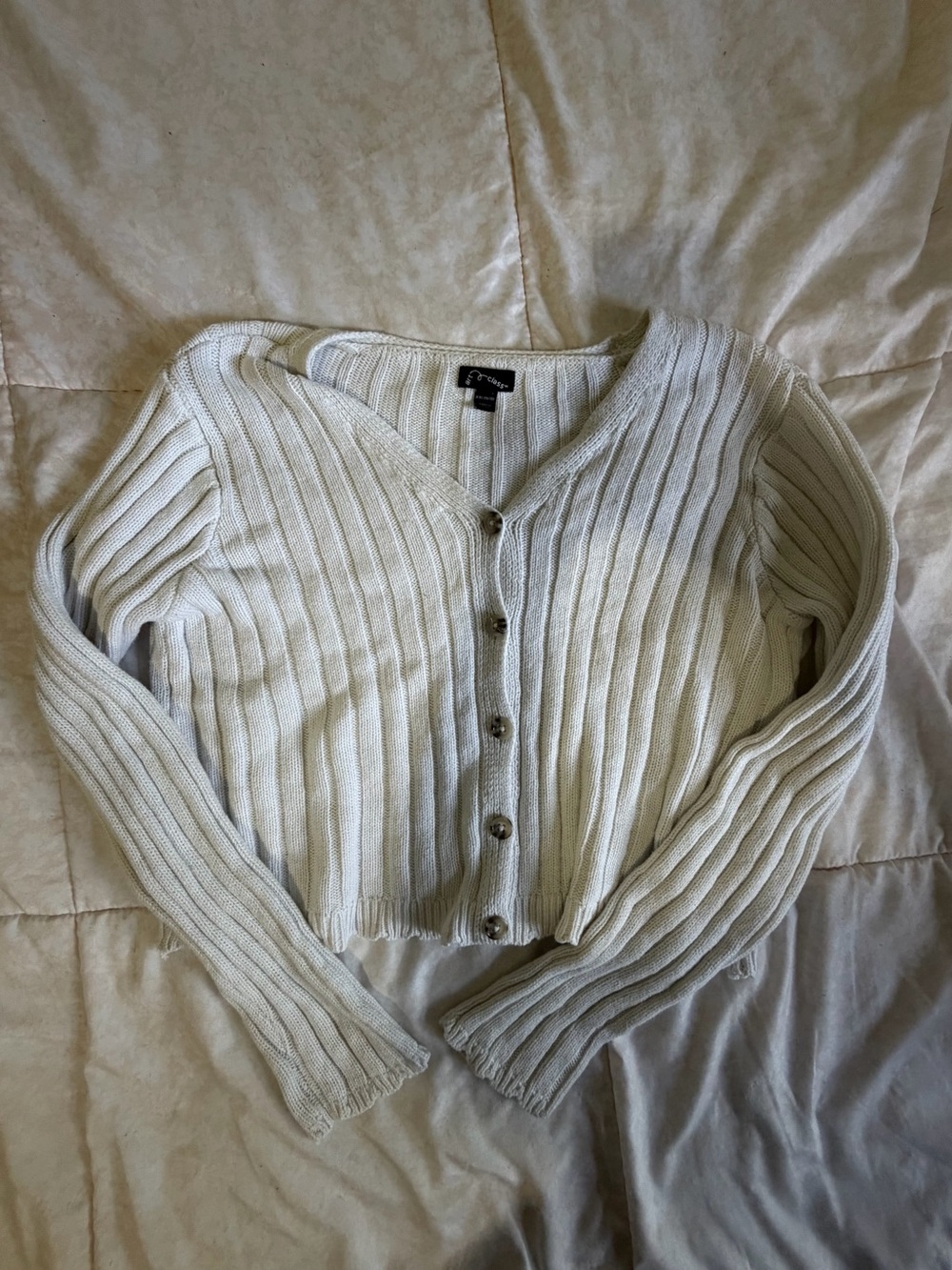 art class Ivory Ribbed Button-Front Women's Cardigan XXL